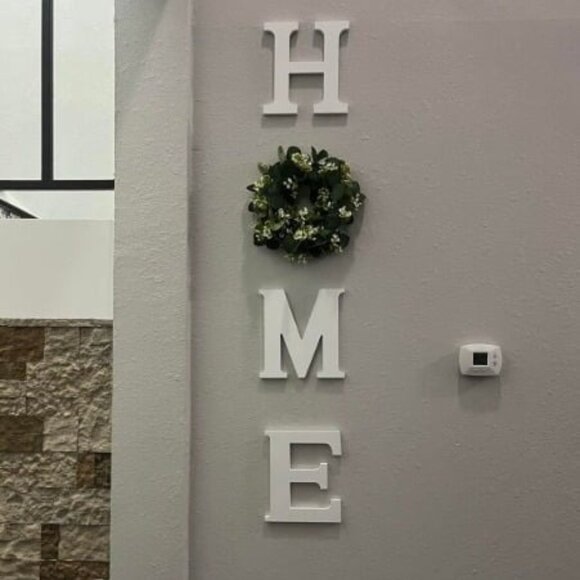 Home Sign for Wall Decor Wooden Home Letters w/ Wreath Artificial Eucalyptus - Picture 2 of 3
